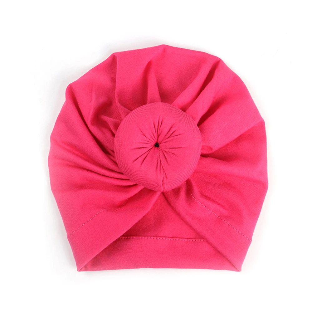 Мягкая трикотажная детская шапочка-тюрбан, милая хлопковая одноцветная шапка для новорожденных с бантиком+ хороший подарок для малышей - Цвет: 8
