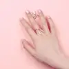 HUANZHI-anillos de Metal simples para mujer y niña, con diamantes de imitación esmaltados, con orejas de conejo largas, Color plateado, joyería 2022 ► Foto 3/6