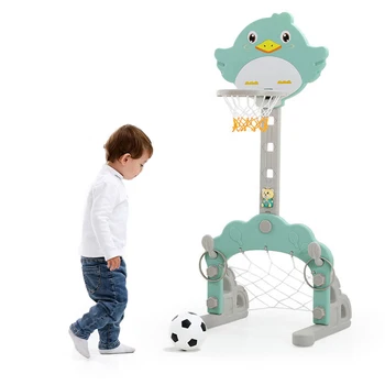 

Children Basketball Stand Set Adjustable Easy Score Basketball Hoop,Football/Soccer Goal,Ring Toss Playset Games for Baby Kids