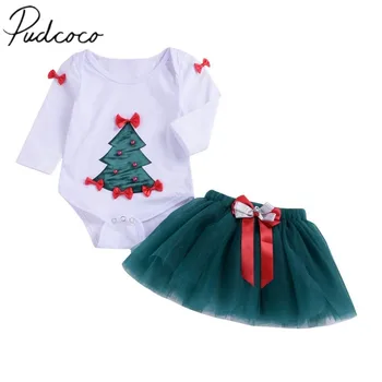 

Pudcoco 2019 New Fashion 2PC Christmas Baby Girl Romper Tops Jumpsuit Skirt Dress Outfit Clothes Set XMAS