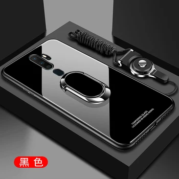 

For OPPO A9 2020 Case Luxury Hard Tempered Glass With Stand Ring Magnet Protective Back Cover Case for oppo a5 2020 A11X shell