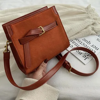 

Leather Shoulder Bag For Women 2020 New High Quality Solid Color Fashion Suede Capacity Small Square Bag Women's Crossbody Bags