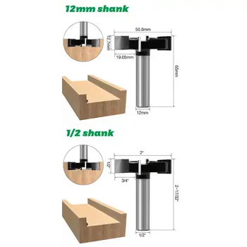 

1/2" 12mm Shank 4 Flutes T Type Router Bit for Wood Cutting Slotting Milling Cutter Woodwork Tools