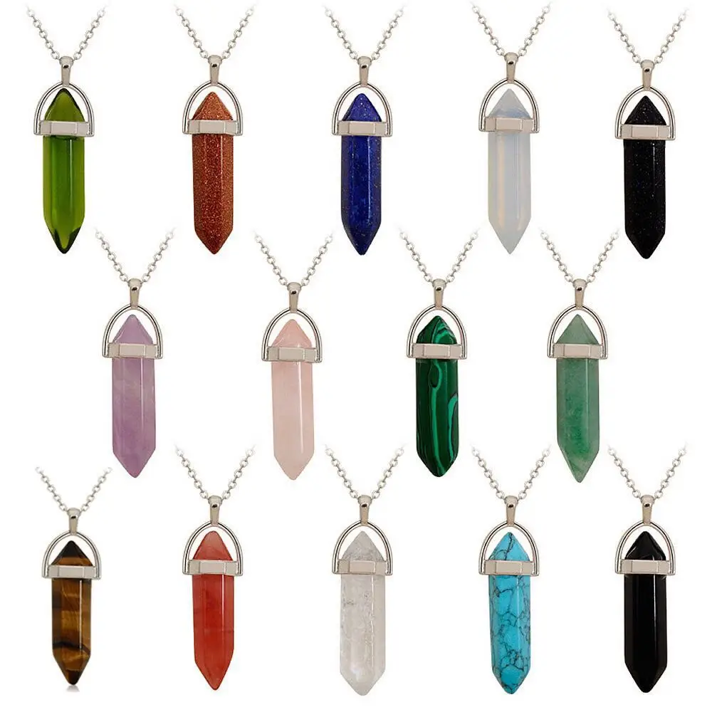 1pcs Natural Quartz Crystal Healing Point Chakra Cut Gemstone Pendant Reiki Necklace | Дом и сад