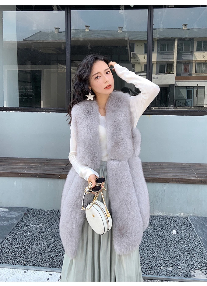 Women Real Fox Fur Vest Belt Natural Fox Fur Gilets Warm Winter Ladies Luxury Fur Waistcoat womens parka