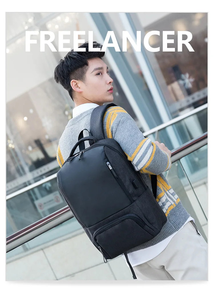 USB Men Backpack for Laptop 15.6 Inch Waterproof Oxford Large Capacity Black Notebook Back Pack Male Bagpack College Teenage New