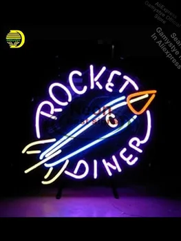 

ROCKET DINER Neon Sign Neon Bulb Sign Real Glass Tube Handcrafted Decorate Shop lights Warehouse Sign Personalized Custom Neon