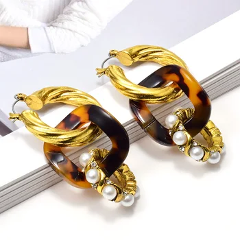 

New Arrive Gold Metal Long Hoops Dangle Drop Earrings High-Quality Statement Pendientes Jewelry Accessories For Women Wholesale