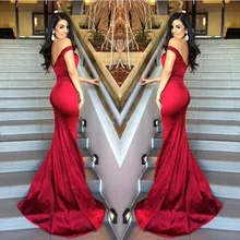 

Backless Off-shoulder Sexy Red prom Satin Sweetheart Neck mermaid Party gown New arrival Long 2018 simple bridesmaid dresses