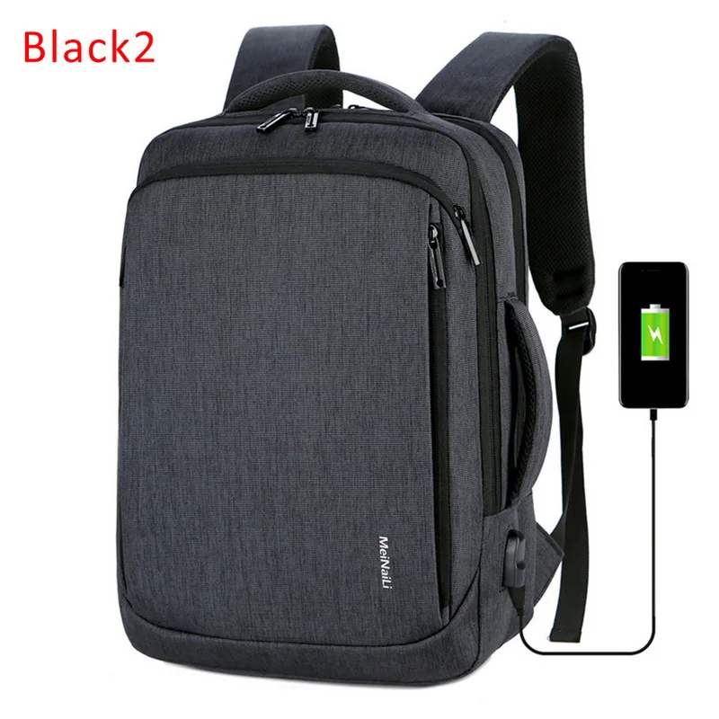 Мужской рюкзак с зарядкой от usb 15,6 дюймов, рюкзак для ноутбука, мужской бизнес рюкзак, Оксфорд, Водонепроницаемый Многофункциональный рюкзак для путешествий - Цвет: Black Oxford Cloth