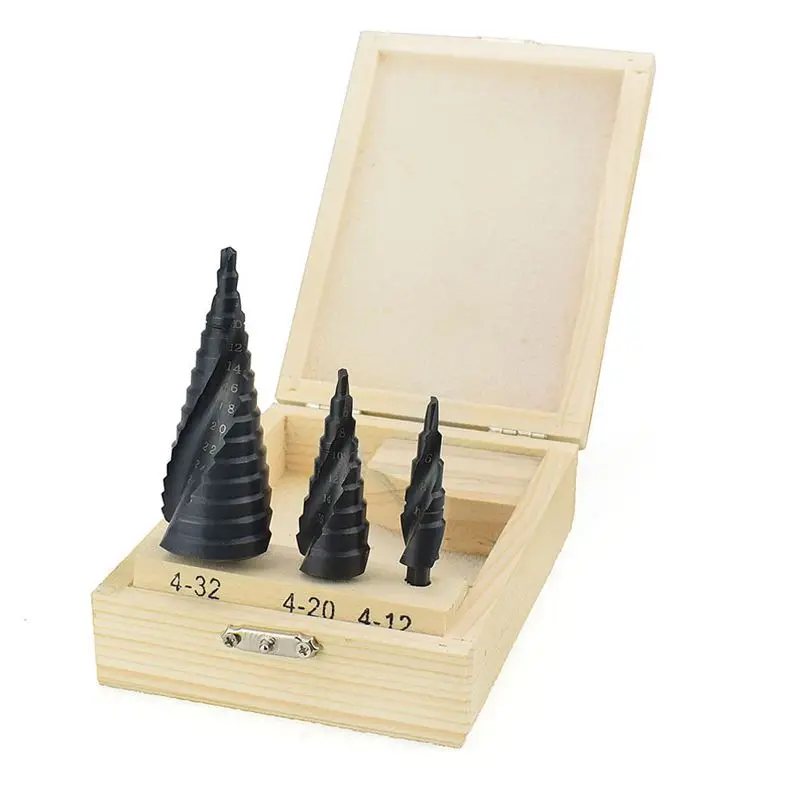 

EASY-4-32Mm Hss Cobalt Step Drills Nitrogen Spiral For Metal Cone Drill Bit Set Triangle-Shank Hole Woodworking Wood Cutter