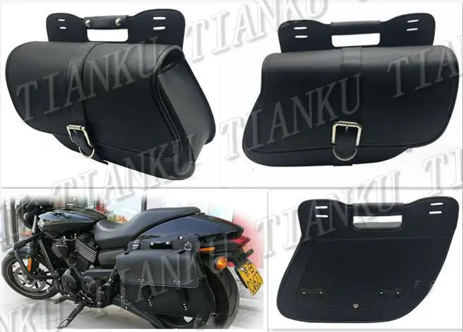 Черная Боковая Сумка из искусственной кожи седельные сумки для Honda Yamaha Suzuki Kawasaki