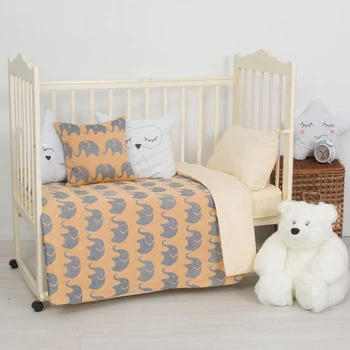 

Bedspread for children "Etelka" Elephants size 110x150 cm, 100% cotton, yellow color, 210 g / m²