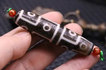 

unique Magic Power Unique Magic Power Tibetan Old Agate 12 Eye Long dZi Bead Amulet 66MM Pendant