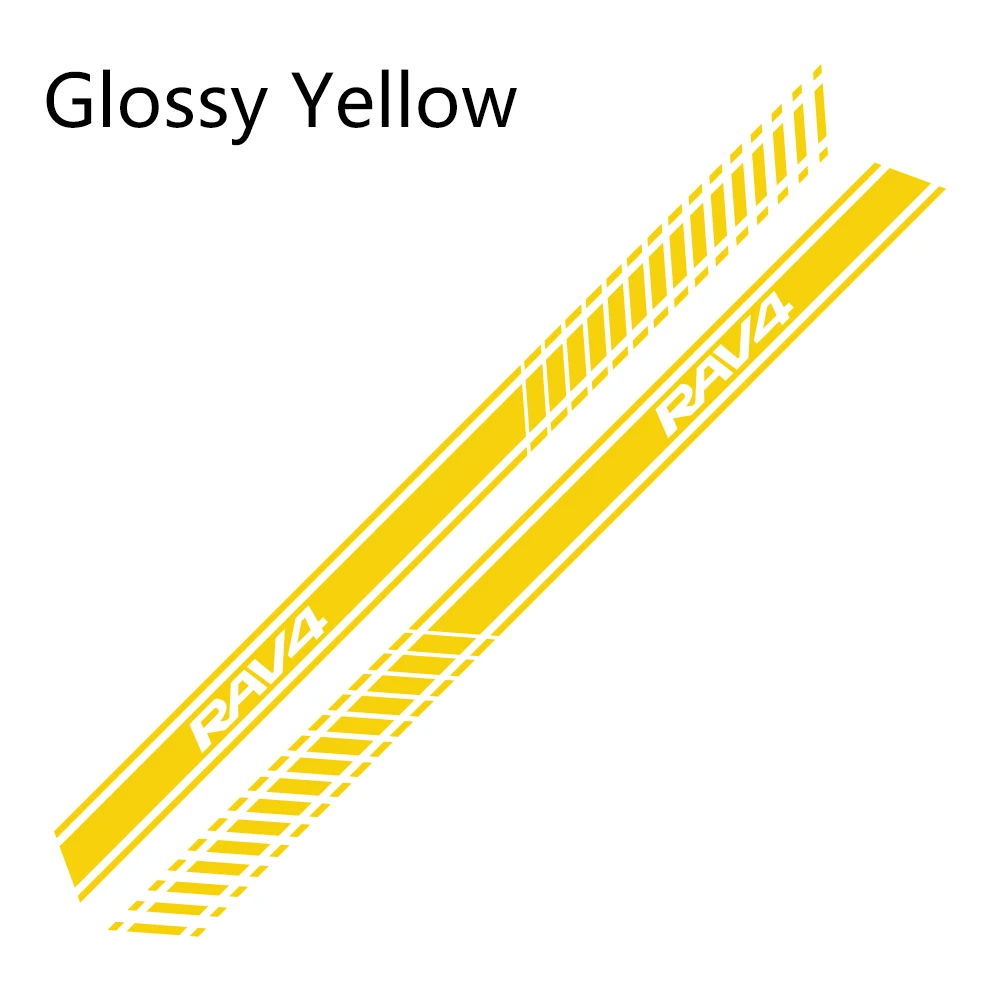 Glossy Yellow 2 шт. наклейки для автомобиля с боковыми полосками для Toyota RAV4 Авто Виниловая пленка наклейки DIY Украшение для стайлинга автомобиля аксессуары для тюнинга автомобиля - Название цвета: Glossy Yellow