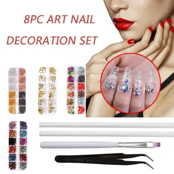 

8pc New Art Nail Decoration Set Nail Point Drill Set for Nail Art DIY Crafting gel nail polish set набор для маникюра