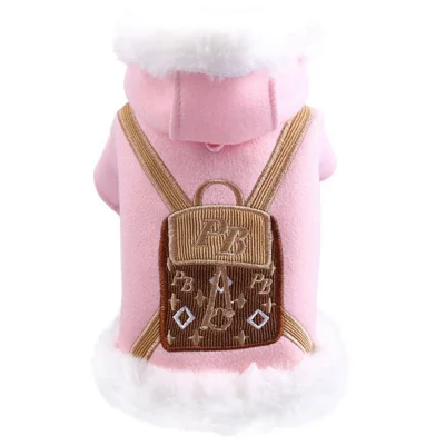 Pink Зимняя одежда для собак, толстая полиэфирная куртка, одежда для собак, две ноги, с принтом, толстовка, чихуахуа, костюм для пуделя, XS, s, m, l, xl, XXL - Цвет: Pink