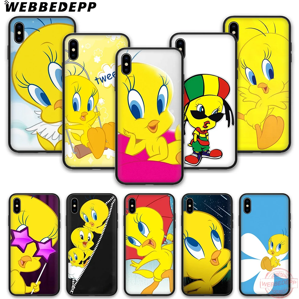 WEBBEDEPP Tweety Yellow Bird Soft Silicone TPU Phone Case for iPhone 5 6 7 8 Plus X XS XR Max 11 11peo 11proMax |