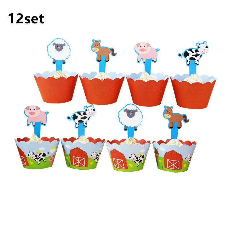 Farm Animals PVC Spiral Hanging Swirls Party Decorations Paper Plate Cup Napkin Cow Pig Cards Kid Birthday Party Favors Supplies 