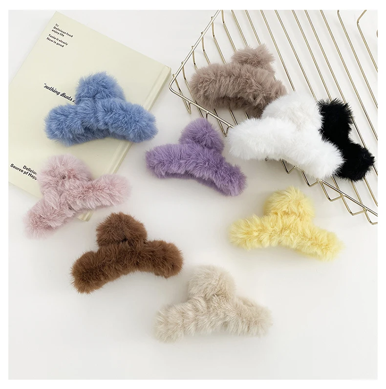 Women Plush Hair Claws Fashion Hair Clips Female Hair Crabs Soft Girl Hairgrips Elegant Headwear Woman Hair Accessories Ornament cute headbands for women