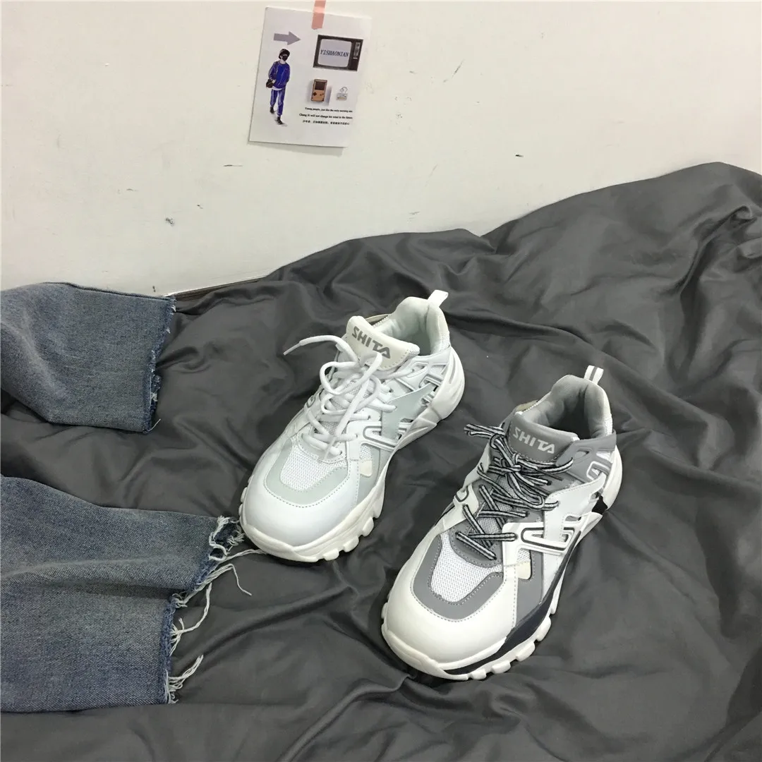 Ins Daddy/Мужская обувь; светоотражающие кроссовки; сезон лето; Zapatillas Deportivas Hombre; модная дышащая повседневная обувь