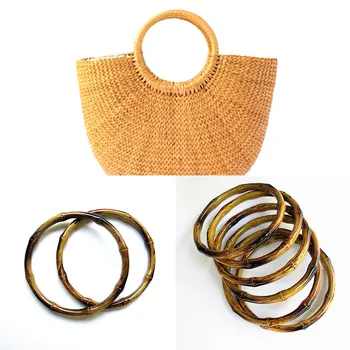 

1PC Brown Round Shape Imitate Bamboo Plastic Handle for Handmade Handbag DIY Tote Bag Purse Frame Making Bag Parts Accessories