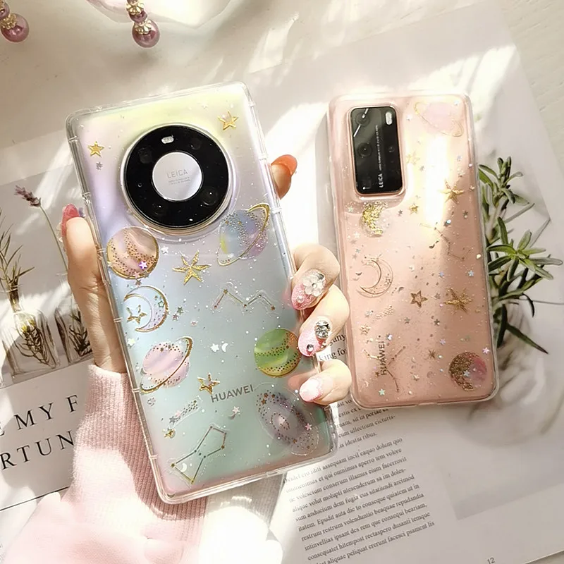 Прозрачный чехол для телефона с космической планетой huawei p40 lite P20 P30 pro honor 20 Y9 prime mate