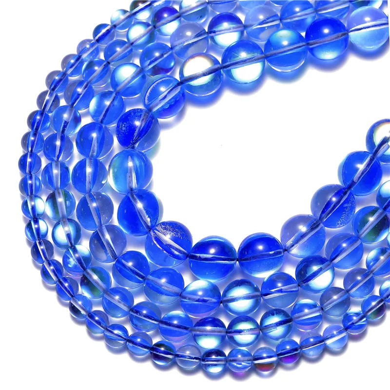 

Blue Quartz Beads Austrian Crystal Round Stone Beads 6/8/10/12 mm Spacer beads For Jewelry bracelet Necklace Handmade