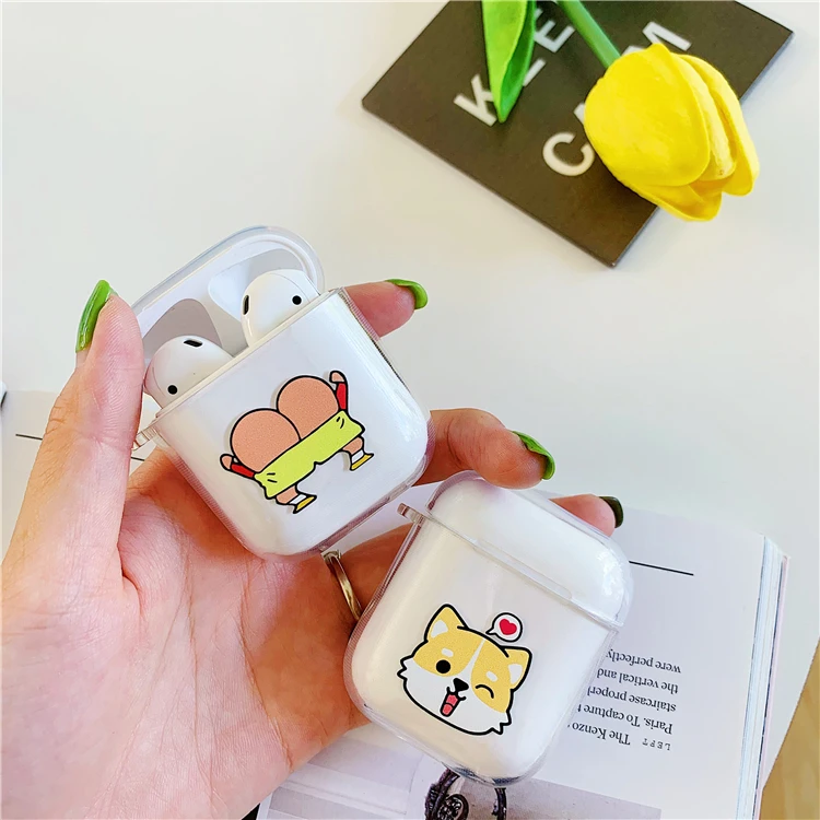 

Cartoon Cute Happy Boy Dog wireless For iPhone airpods 1 2 For iPhone headset Case Soft TPU Clear Cover Case