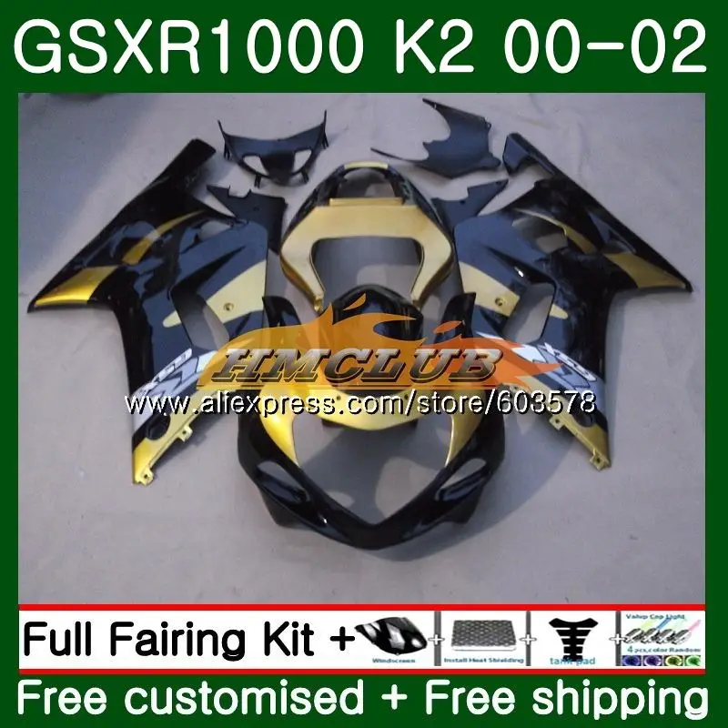Корпус для SUZUKI GSXR-1000 GSXR 1000 GSXR1000 00 01 02 золотой черный 9CL. 89 GSX-R1000 00 02 K2 GSX R1000 2000 2001 2002 обтекатель