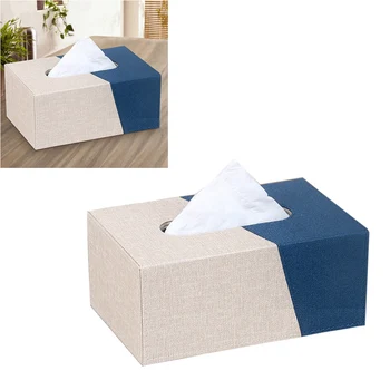 

1pc Desktop Leather Tissue Box Napkin Case Household Paper Storage Box for Home Living Room