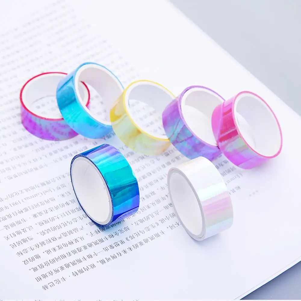 10 Roll/set Colorful Laser Adhesive Tapes Label Glitter Masking Tape
