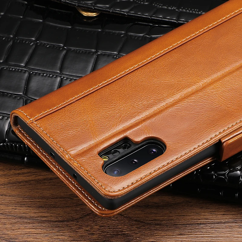 wlzcyhbd Magnet Card Holder Flip Book Wallet Cases For Samsung Note 10 8 9 Galaxy S10 S8 S9 Plus Stand Genuine Cow Leather Cover