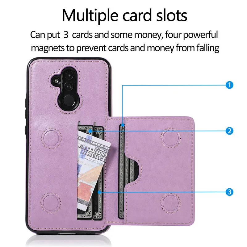 

Multi Card Holders Flip Leather Case for Huawei Mate 20 Lite Wallet Cases Shockproof Back Cover for Huawei P30 Pro Mate 20 Coque
