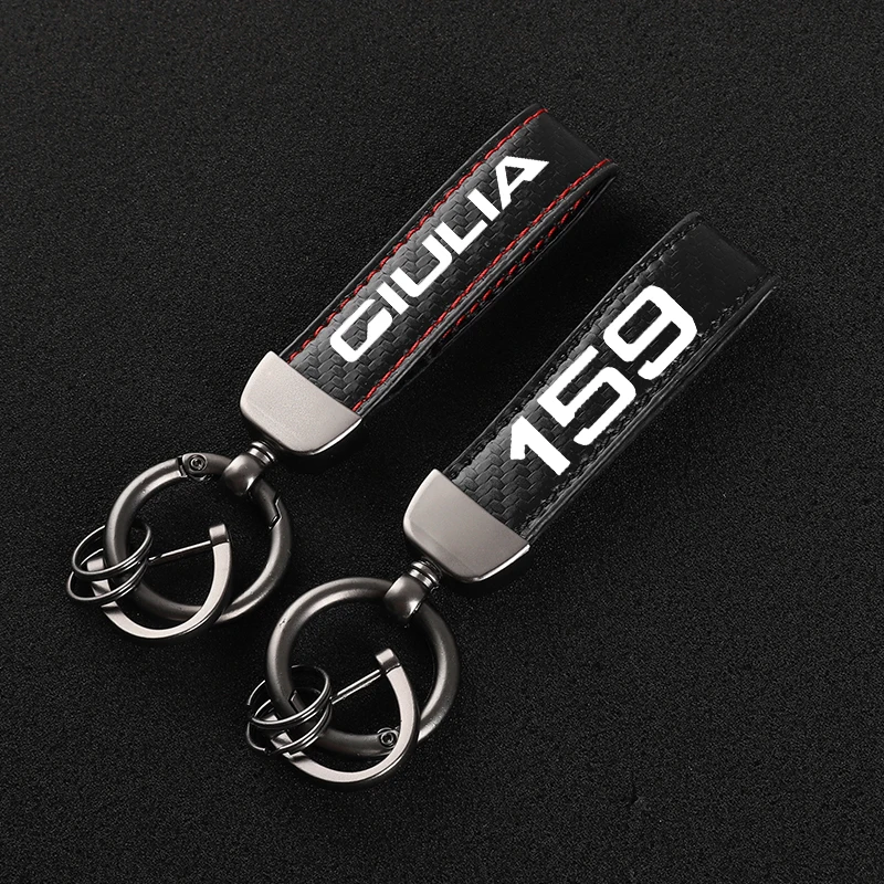 For Alfa Romeo Giulia Giulietta 159 156 MITO Stelvio Sportiva 147 Leather Car KeyChain 360 Degree Rotating Horseshoe Key Rings | Автомобили