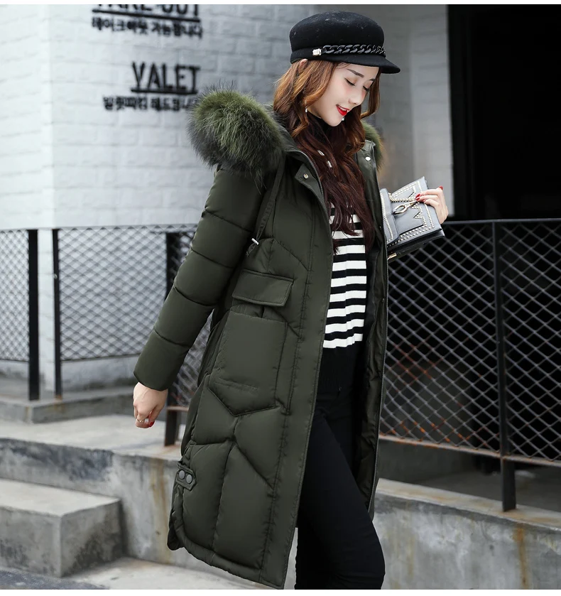 Fashion hundred-ride down jacket new Medium-length Winter thicken jacket fur collar hooded coat