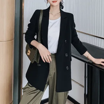 

HOT Loose Korean Style Casual Blazer For Women Office Ladies Work Suit Black Formal Basic Blazers Khaki Chic Business Outwear