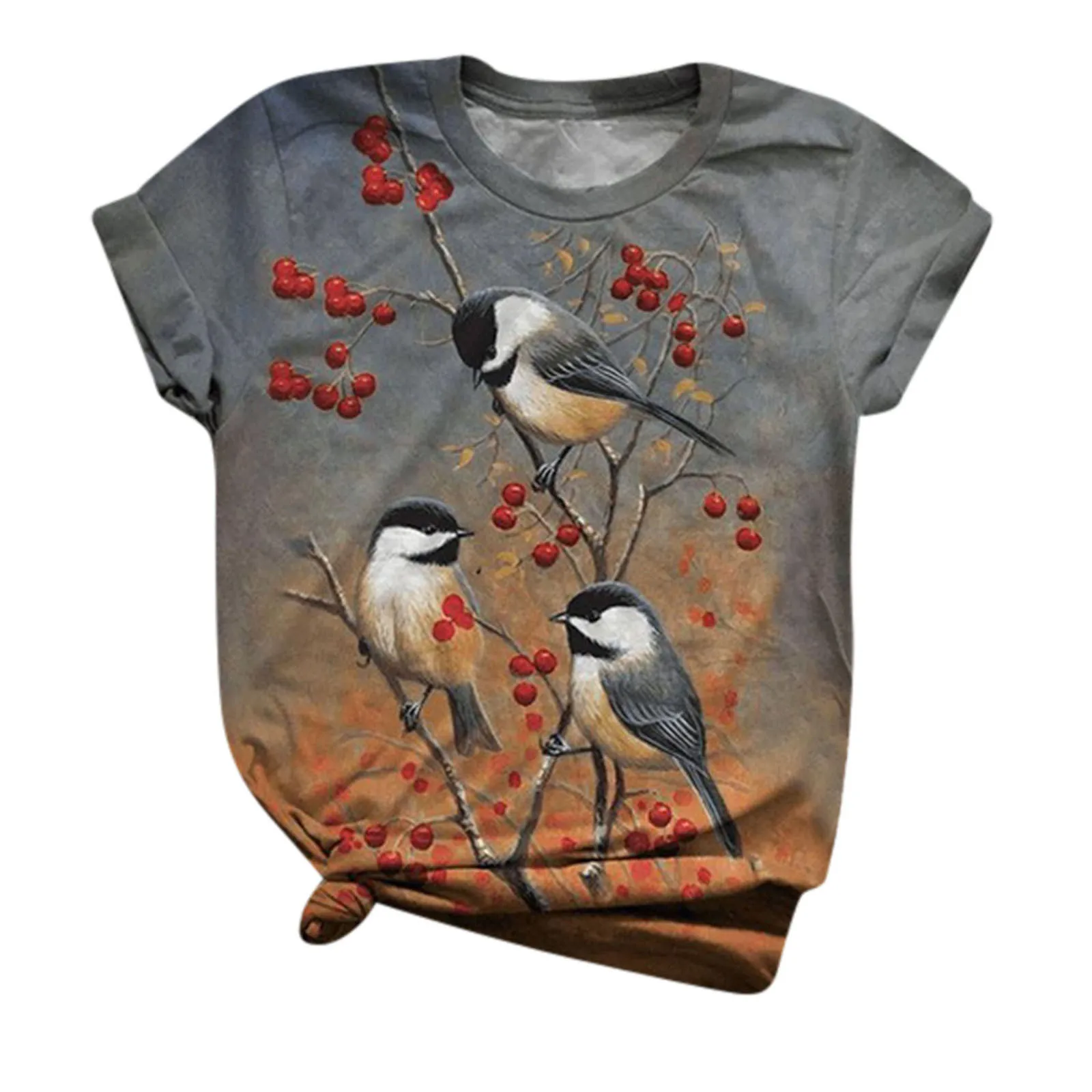 Mujer divertido Gráfico de animales camisetas de talla grande 5XL pantalón corto Casual manga verano lindo aves camiseta Tops женская футболка 5 xl A2