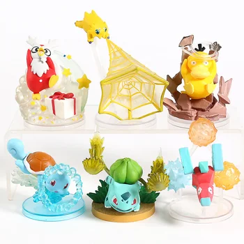 

Anime Cartoon Monsters Gallery Vol.4 Squirtle Bulbasaur Psyduck Porygon Delibird Joltik PVC Figures Toys 6pcs/set