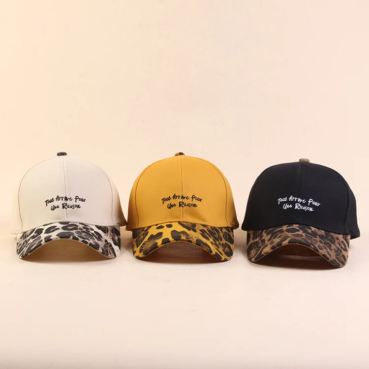

Korean-style Cool Versatile Baseball Cap Leopord Pattern Lettered Embroidered Brim Hat Shopping Holiday Outdoor Topee Sun Hat