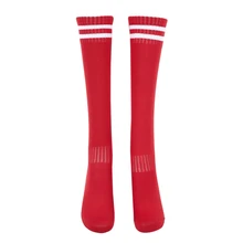 Тонкие дышащие спортивные носки выше колена Детские футбольные носки из полиэстера и хлопка футбольные носки для мальчиков и девочек красного цвета