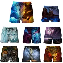 EAnvog/повседневные свободные шорты с животными; летние пляжные шорты с эластичной резинкой на талии; шорты для отдыха с 3D принтом S-5XL волка; шорты