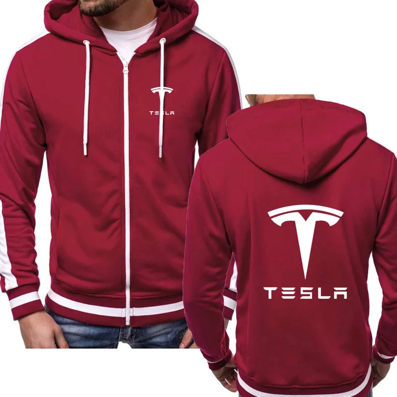 Мужские толстовки с капюшоном логотипом Tesla повседневные В Стиле Хип-Хоп Harajuku
