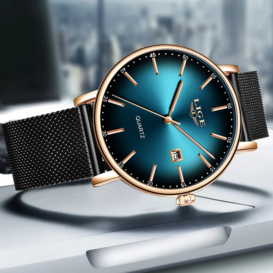 H126ecb93dfbd4db5b2ab799525633213E LIGE Fashion Mens Watches Top Brand Luxury Blue Waterproof Watches Ultra Thin Date Simple Casual Quartz Watch Men Sports Clock