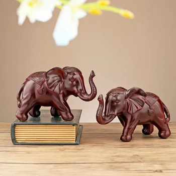 

2pcs/Set Elephant Statue European Style Lucky Feng Shui Resin Statue Home Pastoral Mascot Decoration Accessories Car Decoration