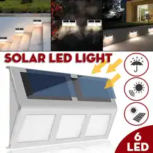 6 светодиодный открытый садовые, на солнечной энергии свет Похоронен Свет украшения сада IP65 Водонепроницаемый Двор Путь лестницы настенный светильник