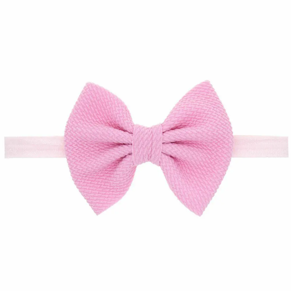 Pink Новинка года; детский однотонный бант; Шнур для поводка для волос; Милая Детская повязка на голову с цветком для девочек; Тиара для волос; Великолепная - Цвет: Pink