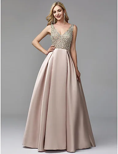 Коричневый Erosebridal женское вечернее платье Формальные платья вечернее платье ТРАПЕЦИЕВИДНОЕ атласное элегантные платья для вечеринки Расшитое Бисером Лиф - Цвет: Коричневый