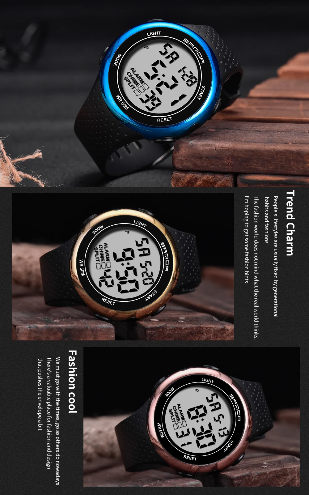10 Year Battery Watch Oudoor Sport Watch Men 100M Waterproof Digital Watches Man Japanese Movement Thai Rubber Strap Sanda Watch
