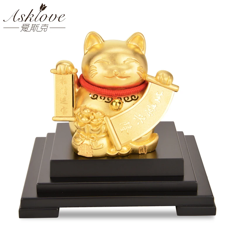 Lucky Cat кошка богатства Золотая фольга украшения милые фигурки миниатюры фэн-шуй Декор Добро пожаловать кошка ремесла Искусство магазин Отель домашний декор